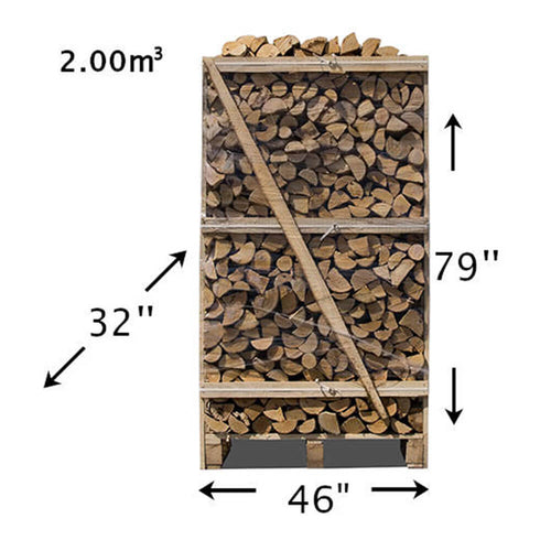 Caisse de bûches de bouleau séché au four – 1,96 m³